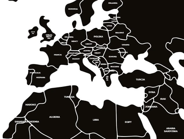 Naklejka na ścianę - mapa świata polityczna czarna 5