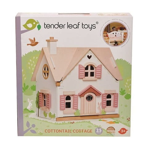 Drewniany dwupiętrowy domek dla lalek z wyposażeniem, Tender Leaf Toys 6