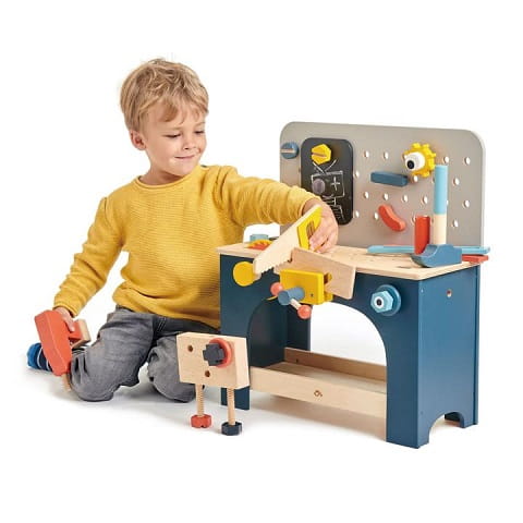 Drewniany zestaw majsterkowicza, warsztat, Tender Leaf Toys  2