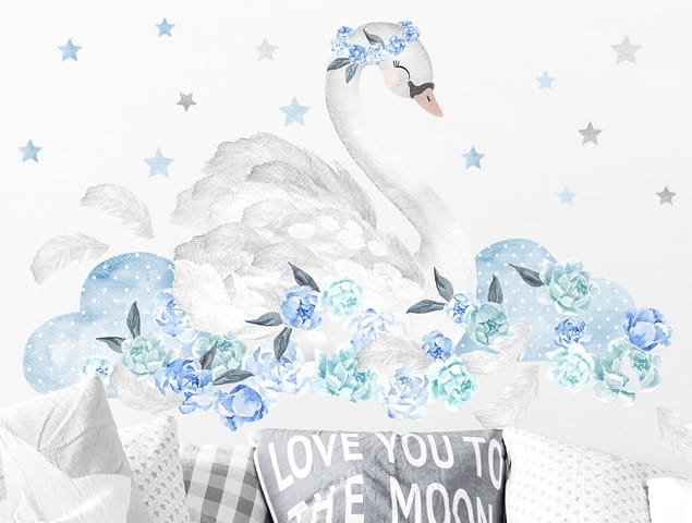 Naklejka ścienna łabędź niebieski 3