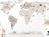Naklejka na ścianę - mapa świata beżowa 2