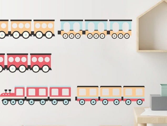 Naklejka na ścianę - pociągi czerwone 3