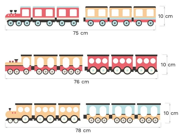 Naklejka na ścianę - pociągi czerwone 4
