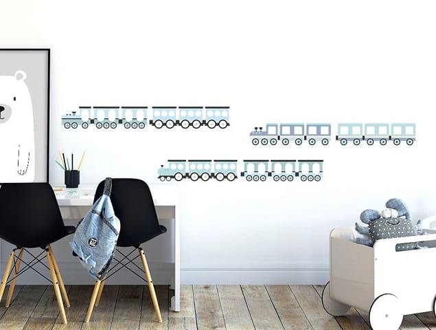 Naklejka na ścianę - pociągi niebieskie 3