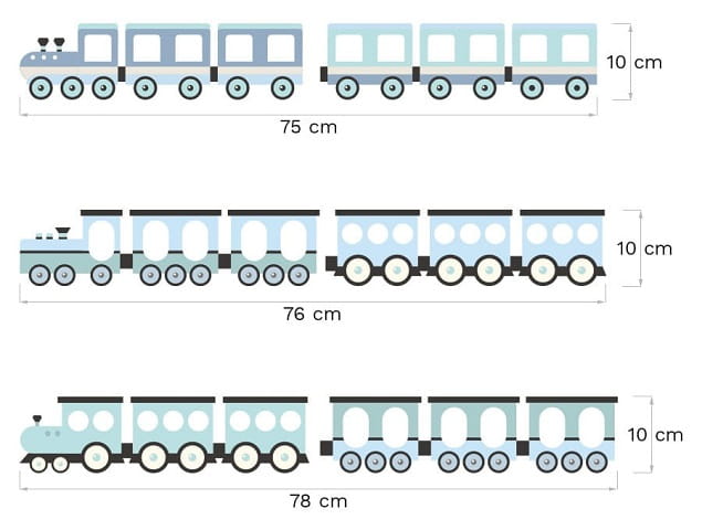 Naklejka na ścianę - pociągi niebieskie 4