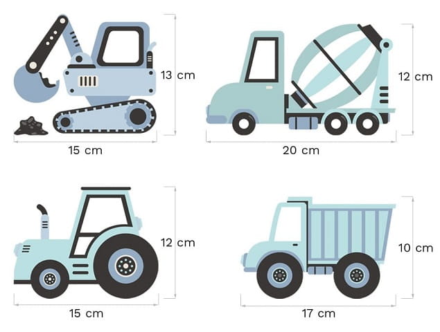 Naklejka na ścianę - pojazdy budowlane niebieskie 5