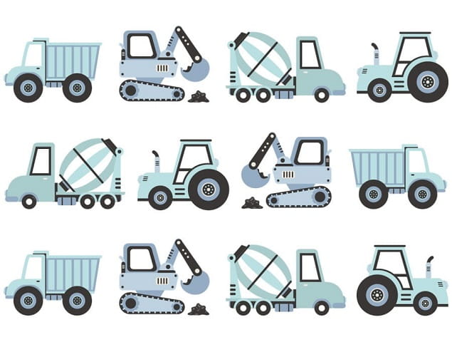 Naklejka na ścianę - pojazdy budowlane niebieskie 6