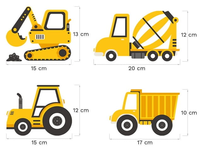 Naklejka na ścianę - pojazdy budowlane żółte 6