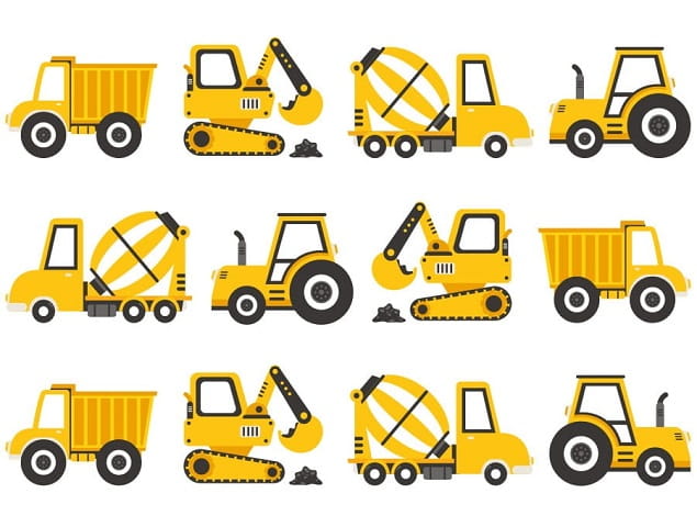 Naklejka na ścianę - pojazdy budowlane żółte 7