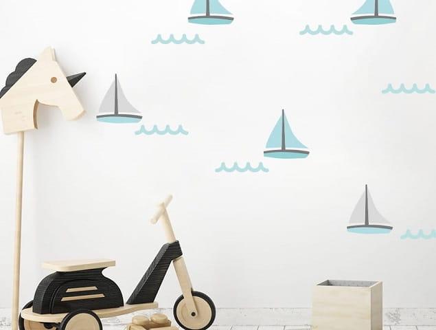 Naklejka na ścianę - żaglówki miętowe 4