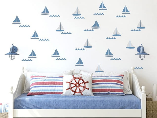 Naklejka na ścianę - żaglówki niebieskie 3