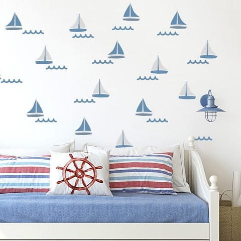 Naklejka na ścianę - żaglówki niebieskie 1