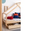 Drewniane łóżko domek dla dzieci z kominem - skrzynia LB 4