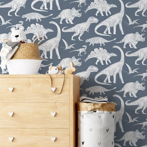 Tapeta dziecięca Dino dinozaury blue w brytach