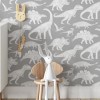 Tapeta dziecięca Dino dinozaury szara w brytach 1
