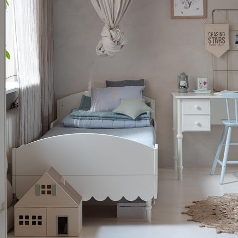 Łóżko Babushka 90x200 cm dziecięce białe 8