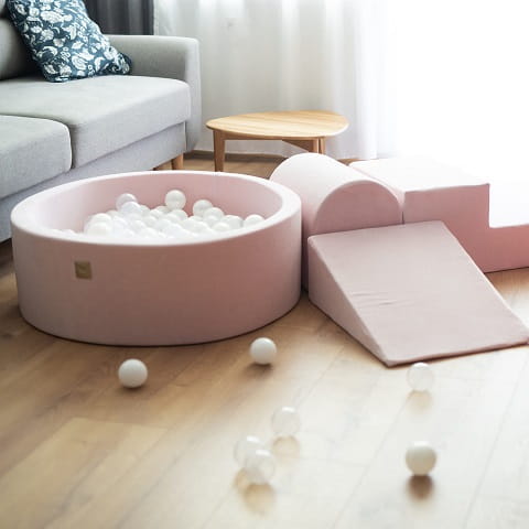Piankowy zestaw do zabawy z basenem 200 piłek jasnoróżowy MeowBaby