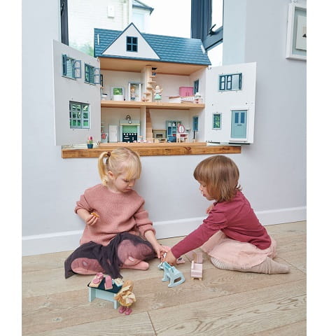 Drewniany trzypiętrowy domek dla lalek Tender Leaf Toys 6
