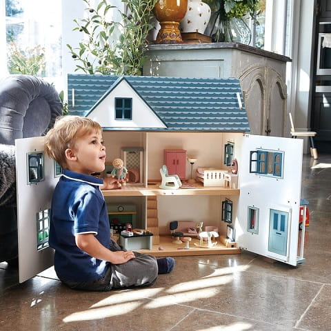Drewniany trzypiętrowy domek dla lalek Tender Leaf Toys