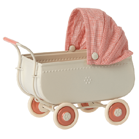 Maileg Wózek z budką pram coral 1