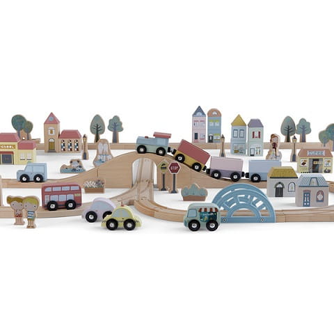 Drewniana kolejka XXL - 107 elementów Little Dutch