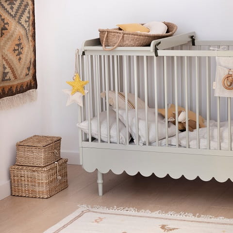 Łóżeczko Babushka 70x140 cm i tapczanik 2w1 oliwka