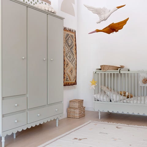 Łóżeczko Babushka 70x140 cm i tapczanik 2w1 oliwka 6