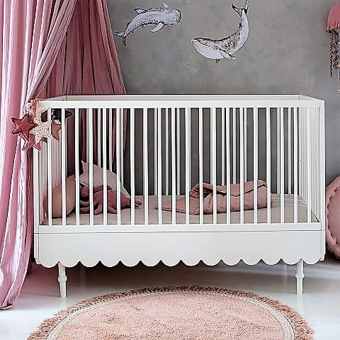 Łóżeczko Babushka 70x140 cm i tapczanik 2w1 białe