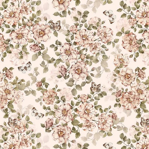 Tapeta dziecięca Roses with butterflies kwiaty i motyle