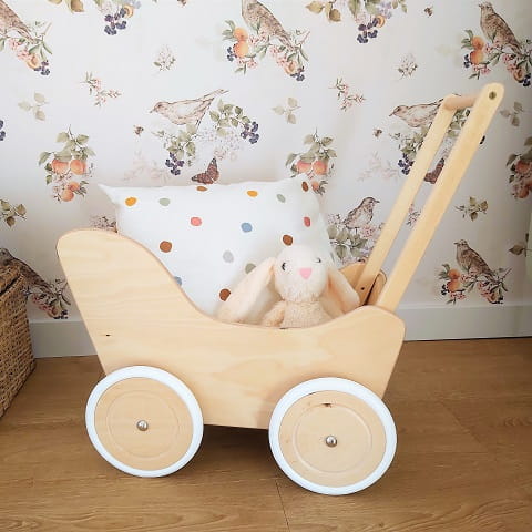 Drewniany wózek dla lalek POLA pchacz naturalne drewno
