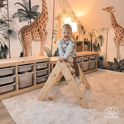 Drabinka drewniana naturalna do Pokoju dziecka Montessori składana Meowbaby 12