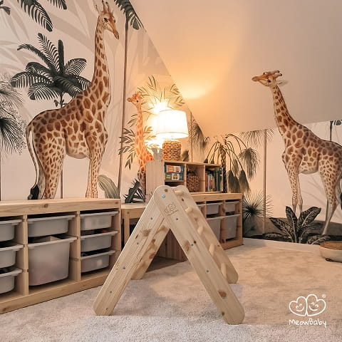 Drabinka drewniana naturalna do Pokoju dziecka Montessori składana Meowbaby 5