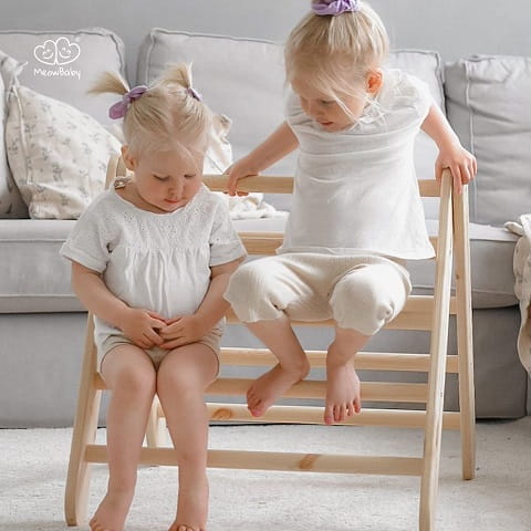 Drabinka drewniana naturalna do Pokoju dziecka Montessori składana Meowbaby 10