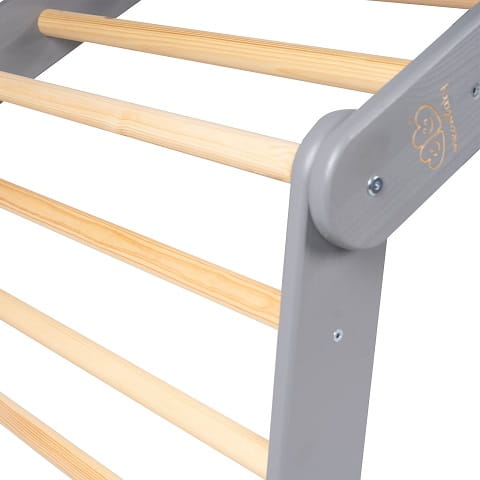 Duża drabinka drewniana szara do pokoju dziecka składana MeowBaby 1
