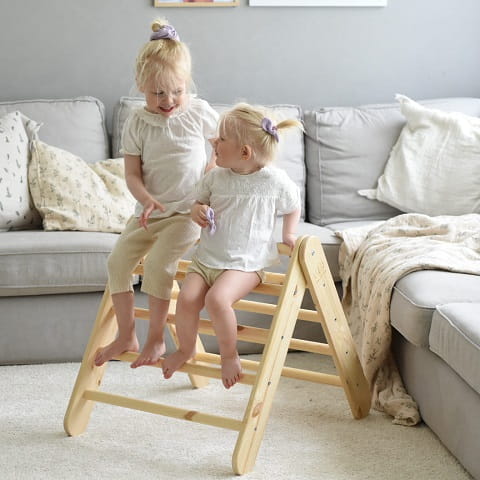 Duża drabinka drewniana naturalna do pokoju dziecka składana MeowBaby 6