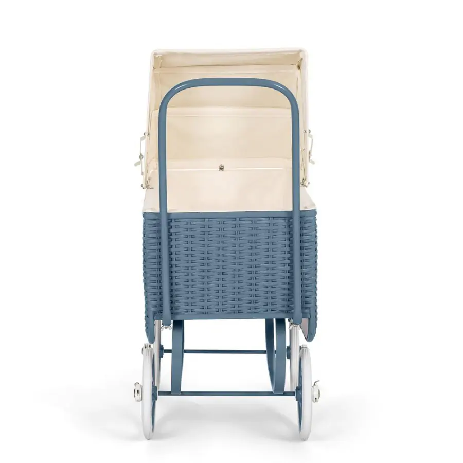 Wózek dla lalek Doll Pram Retro Rattan Blue niebieski Astrup 5