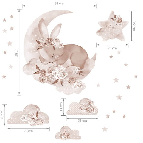 Naklejka na ścianę śpiący królik boho 5