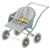 Maileg Wózek spacerowy błękitny podwójny Stroller Baby Mint twins  2