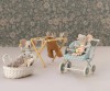 Maileg Wózek spacerowy błękitny podwójny Stroller Baby Mint twins  3
