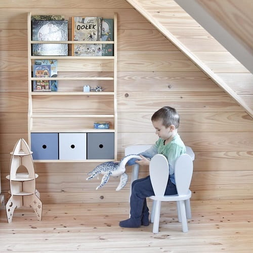 Półka ścienna z szufladkami Kameleon 3, Bambooko