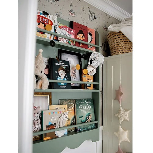 Półka biblioteczka wisząca z rustykalnym dekorem 2