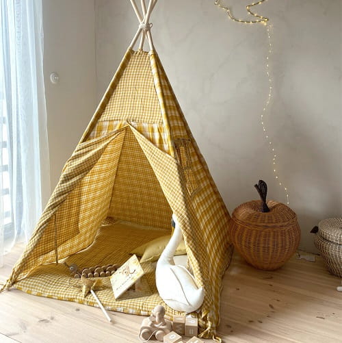 Namiot tipi dla dzieci z matą podłogową z dwustronnego muślinu Orcha