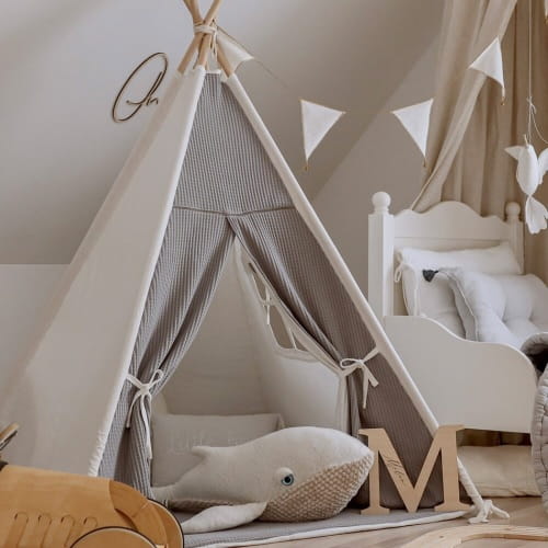 Namiot tipi dla dzieci z matą podłogową - Cream