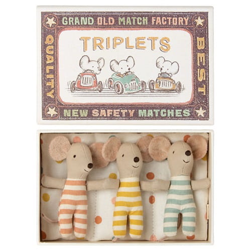 Maileg Myszki Trojaczki w pudełku Baby mice Triplets in box 2023