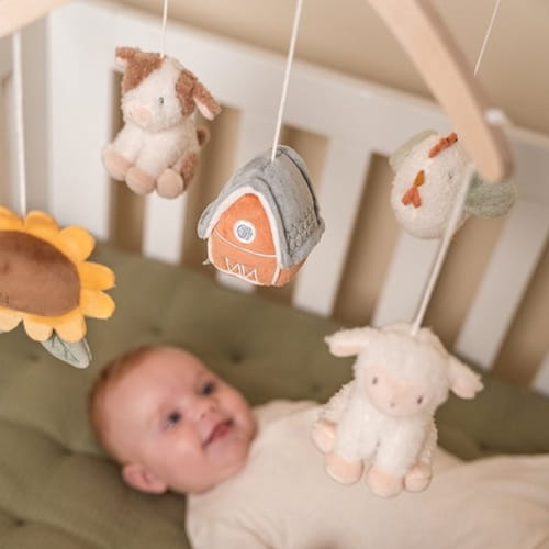 Karuzela do łóżeczka Farm drewniana z pozytywką Little Dutch 4