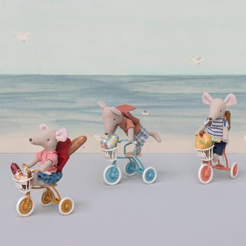 Maileg Myszka Starszy Brat z torbą Tricycle Big brother with bag  3