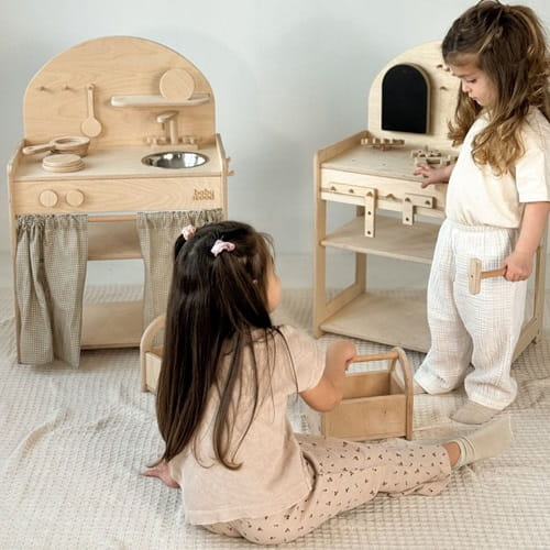 Drewniana kuchnia dla dzieci z akcesoriami 13
