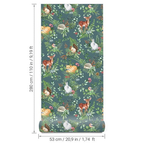 Tapeta dziecięca Woodland Green zielona w brytach 2