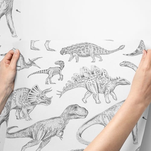 Tapeta dziecięca Dino dinozaury white w brytach 3