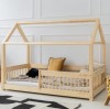 Drewniane łóżko domek dla dzieci z barierką szczebelki 3